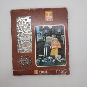 Vintage Irvinware Chrome Trivet Filigree Lace Design 11510 Made in USA 1971